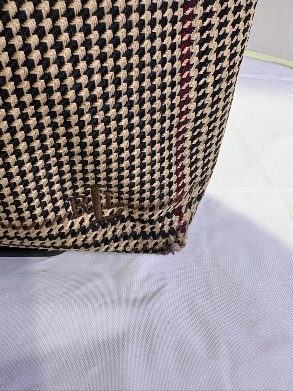 Ralph Lauren Beige and Brown Houndstooth Tote